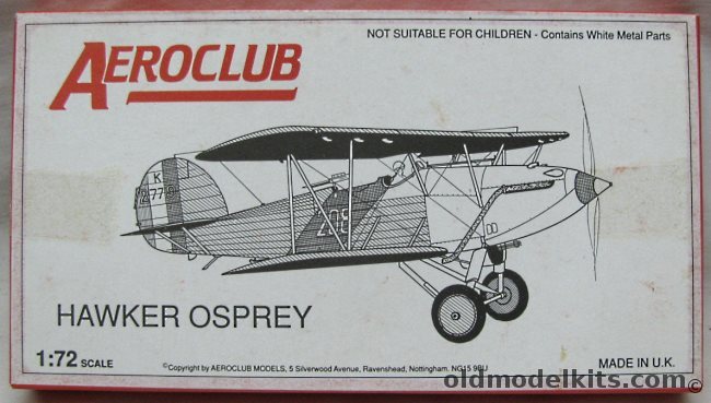Aeroclub 1/72 Hawker Osprey - Land Or Float Plane - No 800 Squadron HMS Courageous 1934 Or Float Version plastic model kit